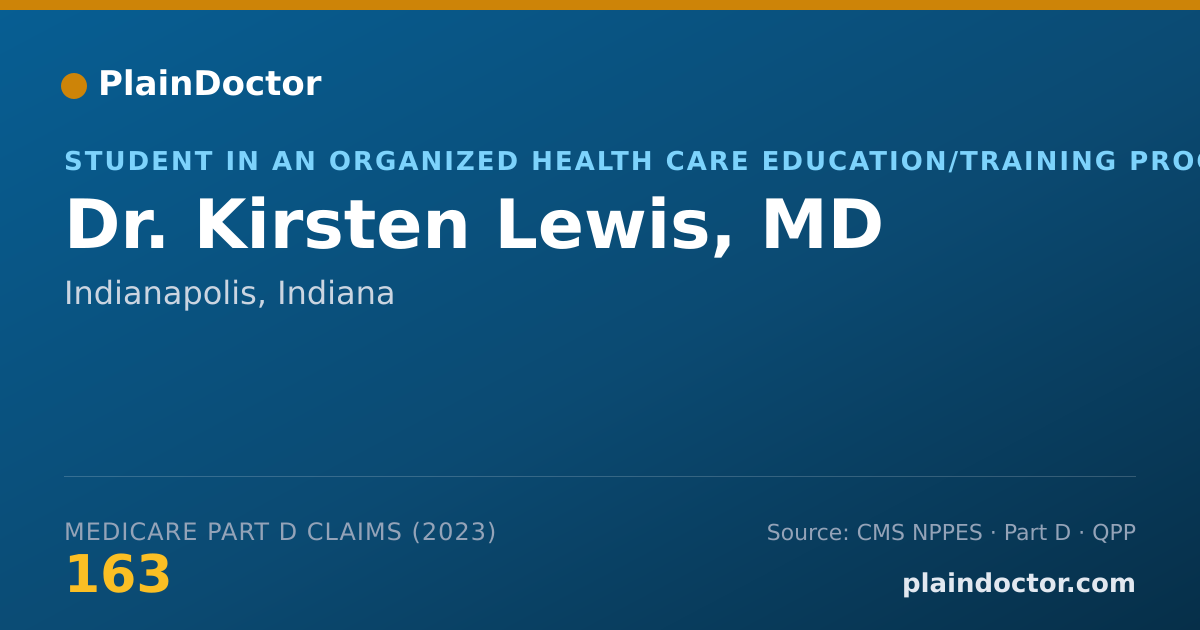 Shareable card for Kirsten Lewis, MD - Student in an Organized Health Care Education/Training Program, Indianapolis, IN