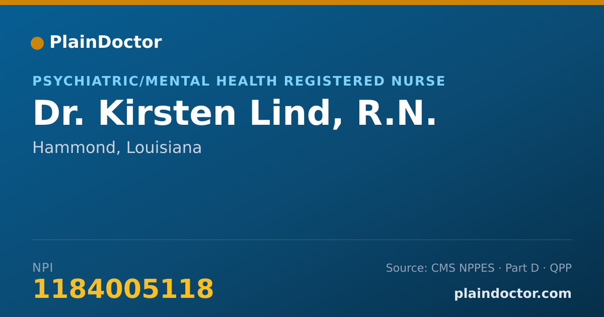 Shareable card for Kirsten Lind, R.N. - Psychiatric/Mental Health Registered Nurse, Hammond, LA