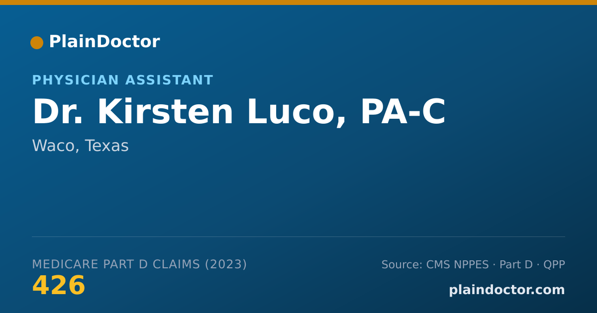 Shareable card for Kirsten Luco, PA-C - Physician Assistant, Waco, TX