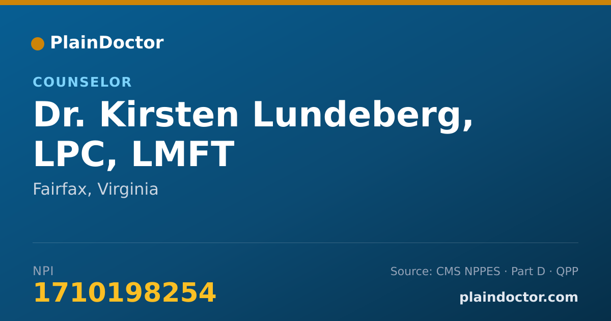 Shareable card for Kirsten Lundeberg, LPC, LMFT - Counselor, Fairfax, VA