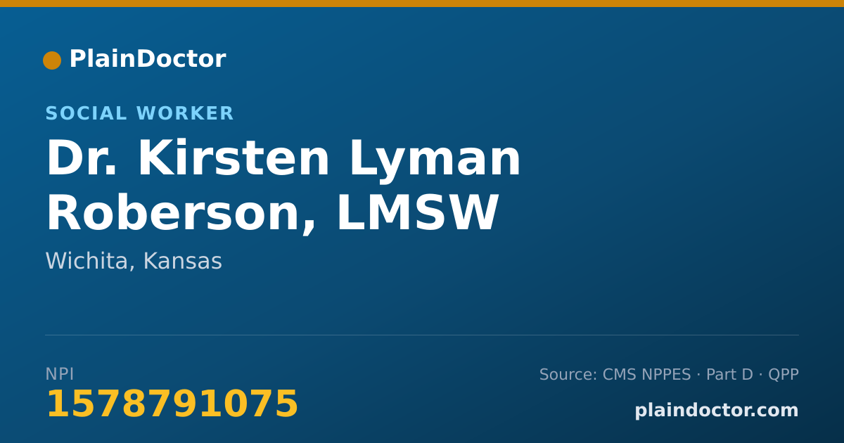 Shareable card for Kirsten Lyman Roberson, LMSW - Social Worker, Wichita, KS