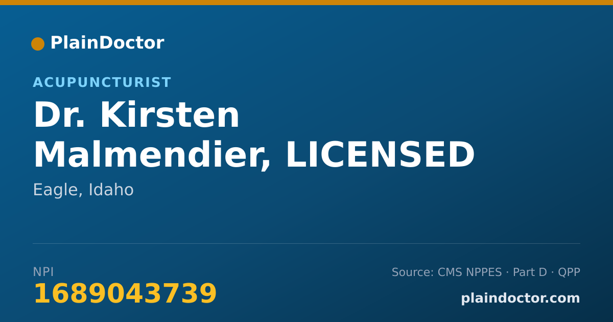 Shareable card for Kirsten Malmendier, LICENSED ACUPUNCTURI - Acupuncturist, Eagle, ID