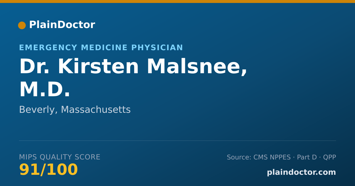Shareable card for Kirsten Malsnee, M.D. - Emergency Medicine Physician, Beverly, MA