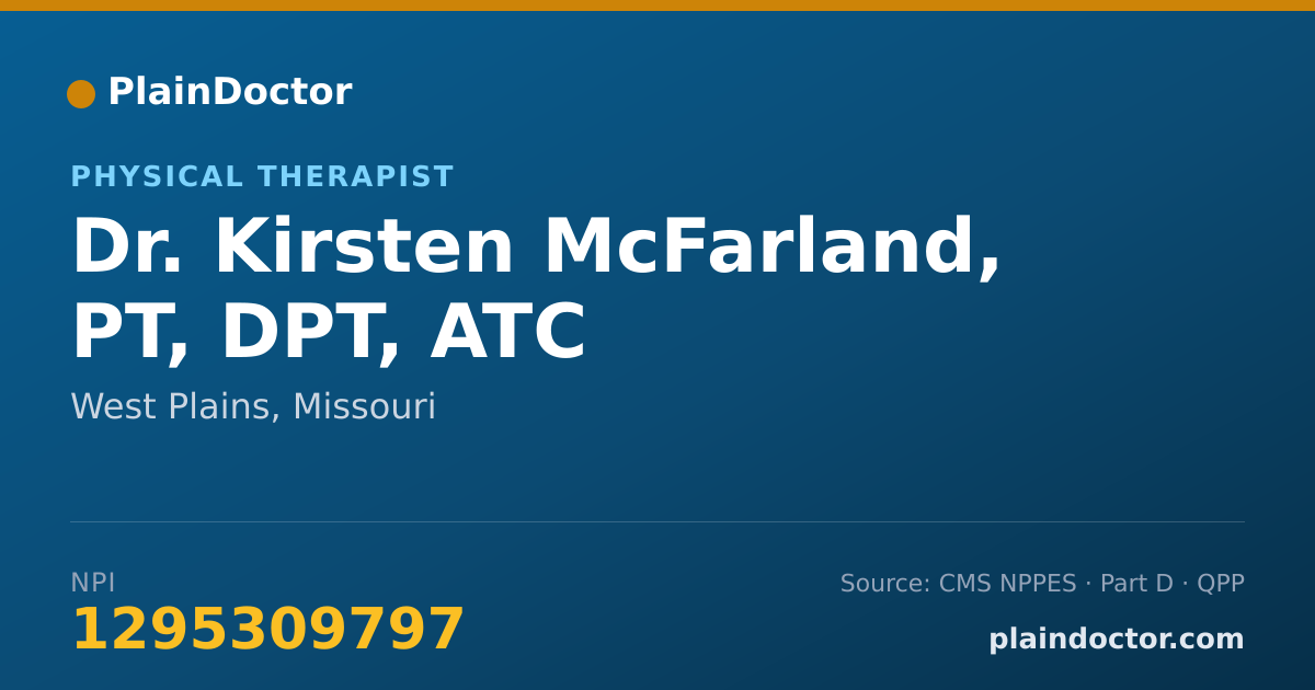 Shareable card for Kirsten McFarland, PT, DPT, ATC - Physical Therapist, West Plains, MO