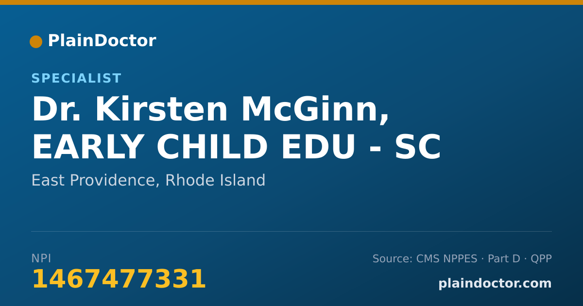 Shareable card for Kirsten McGinn, EARLY CHILD EDU - SC - Specialist, East Providence, RI