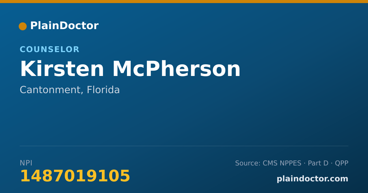 Shareable card for Kirsten McPherson - Counselor, Cantonment, FL