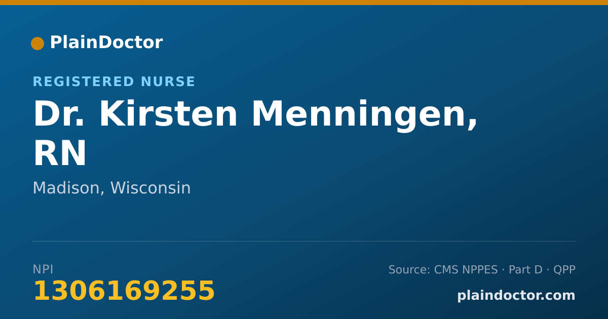 Shareable card for Kirsten Menningen, RN - Registered Nurse, Madison, WI