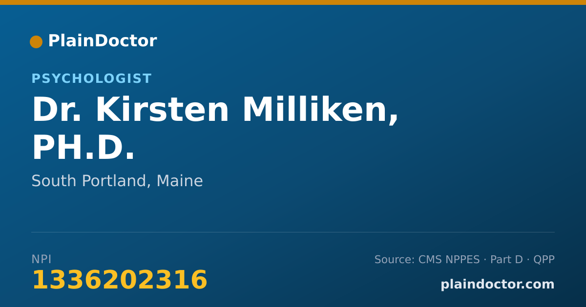 Shareable card for Kirsten Milliken, PH.D. - Psychologist, South Portland, ME