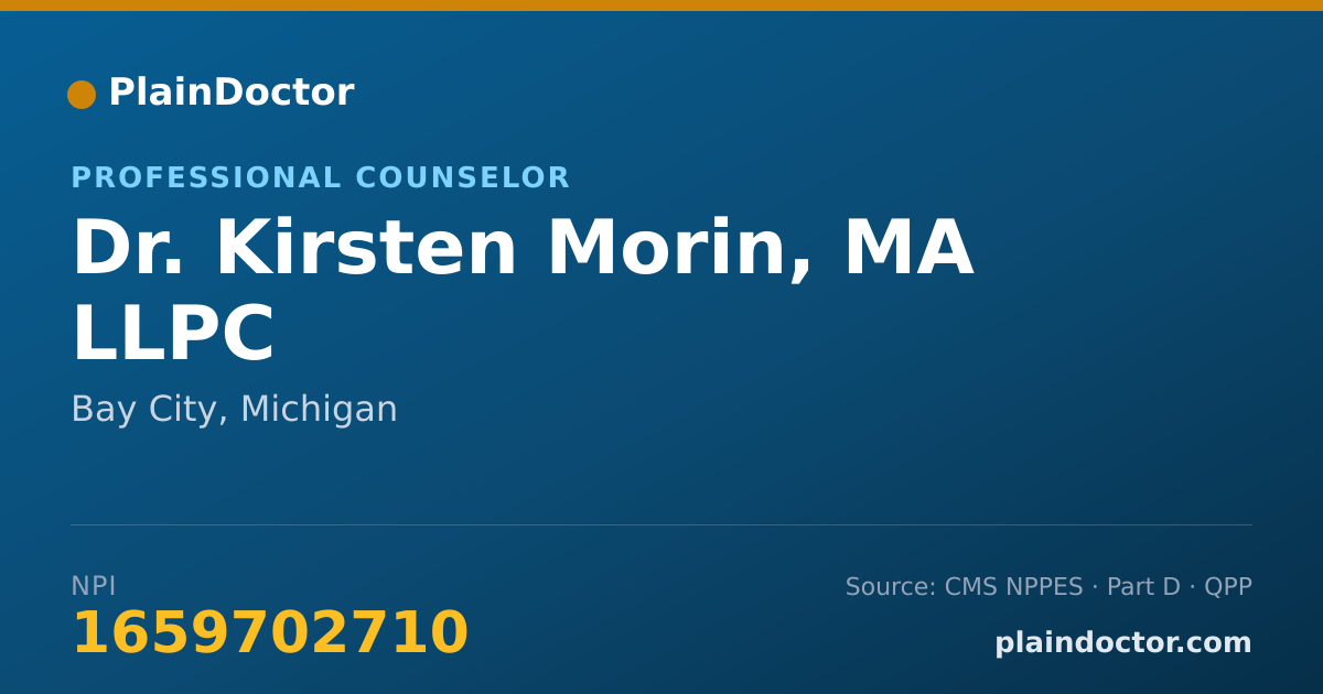 Shareable card for Kirsten Morin, MA LLPC - Professional Counselor, Bay City, MI