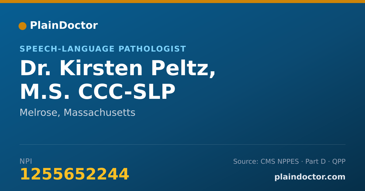 Shareable card for Kirsten Peltz, M.S. CCC-SLP - Speech-Language Pathologist, Melrose, MA