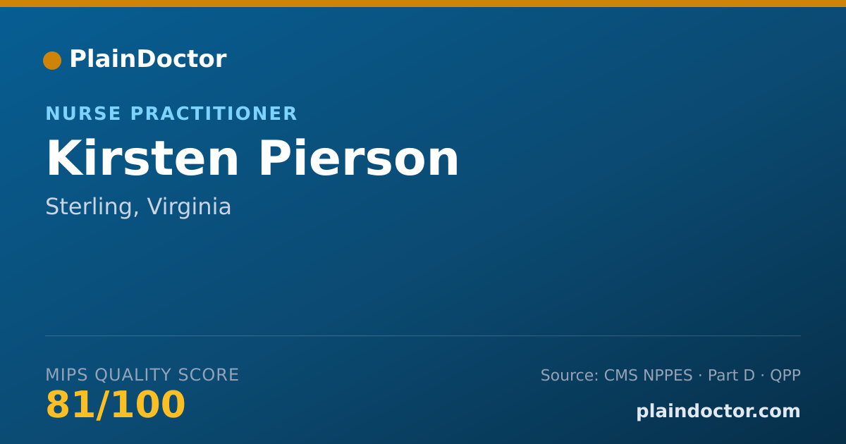 Shareable card for Kirsten Pierson - Nurse Practitioner, Sterling, VA