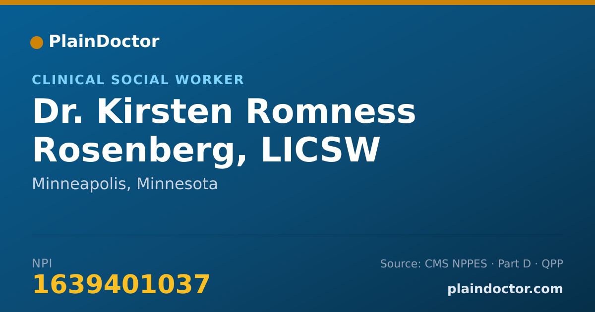 Shareable card for Kirsten Romness Rosenberg, LICSW - Clinical Social Worker, Minneapolis, MN