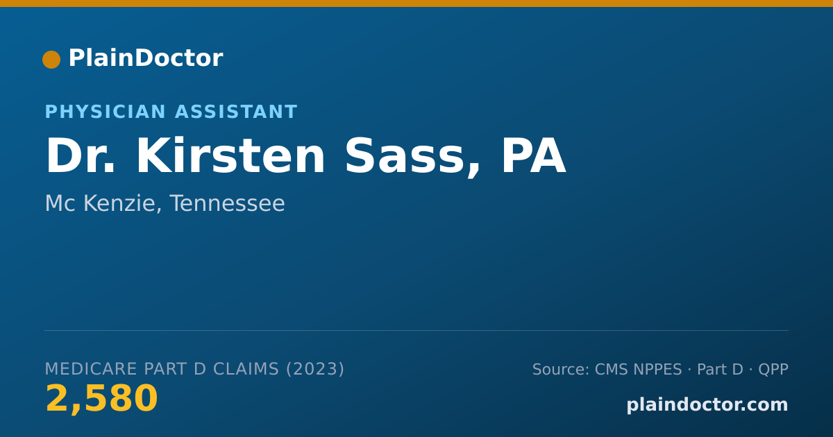 Shareable card for Kirsten Sass, PA - Physician Assistant, Mc Kenzie, TN
