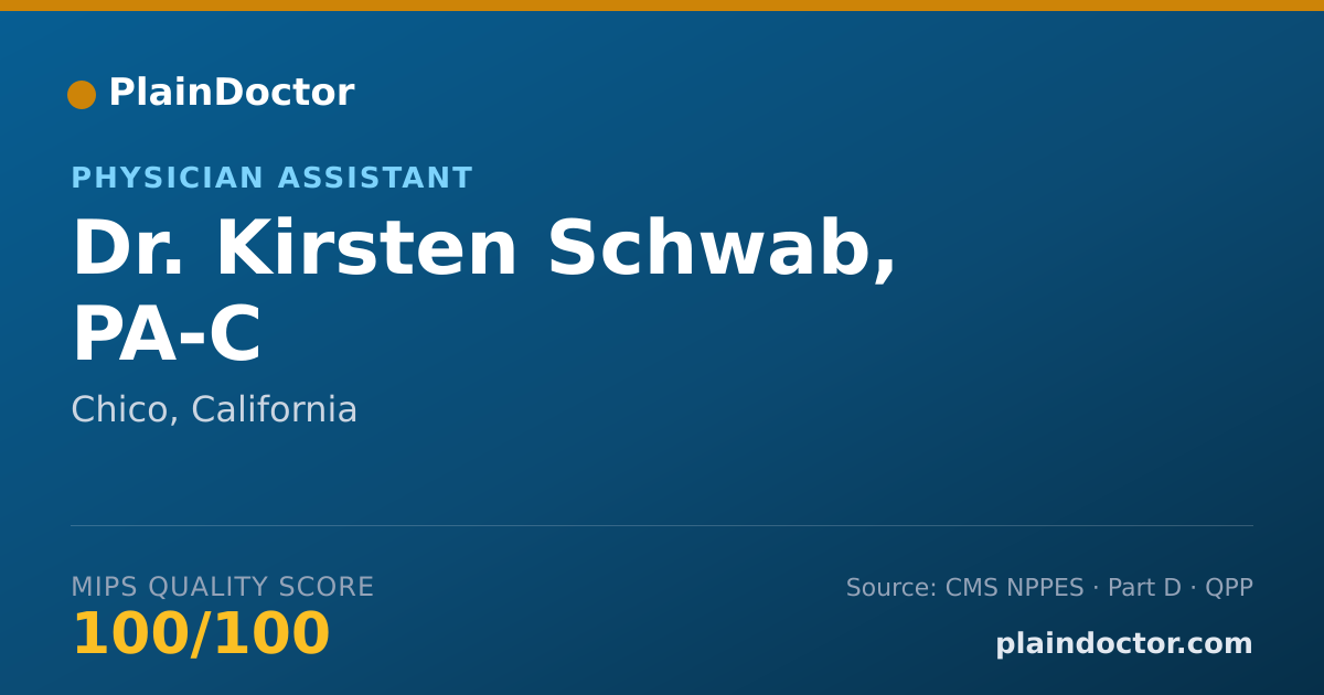 Shareable card for Kirsten Schwab, PA-C - Physician Assistant, Chico, CA