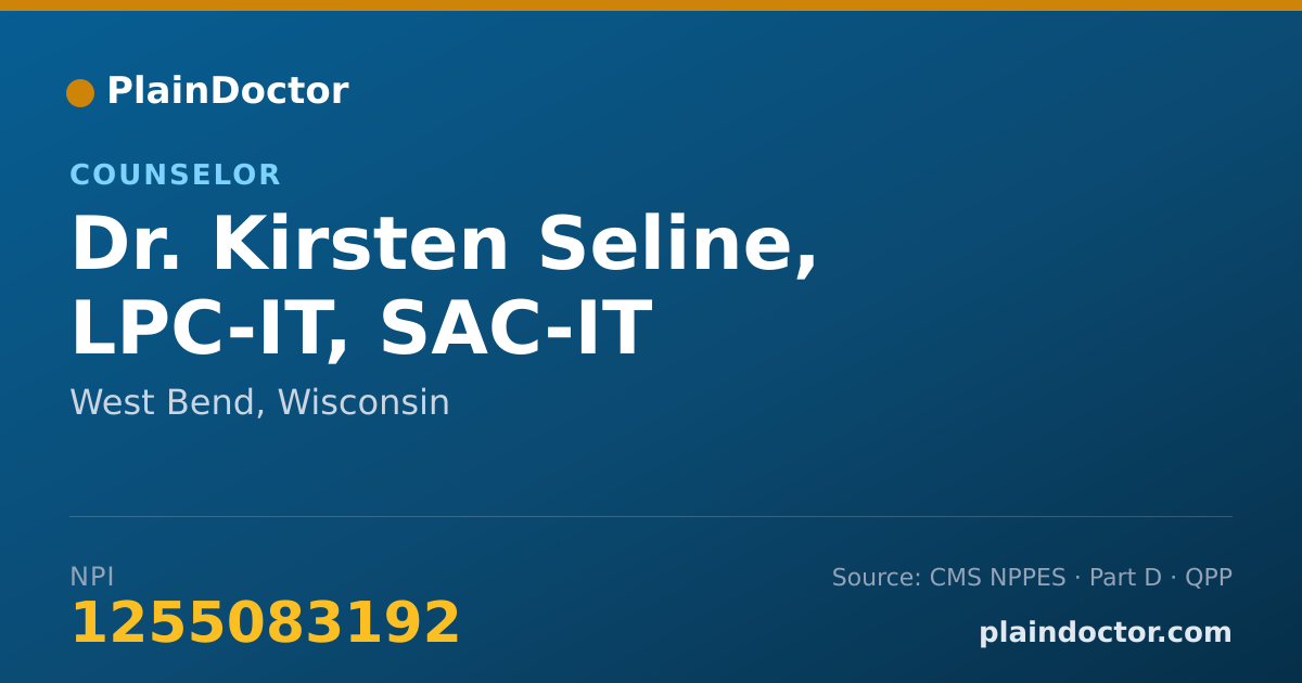 Shareable card for Kirsten Seline, LPC-IT, SAC-IT - Counselor, West Bend, WI