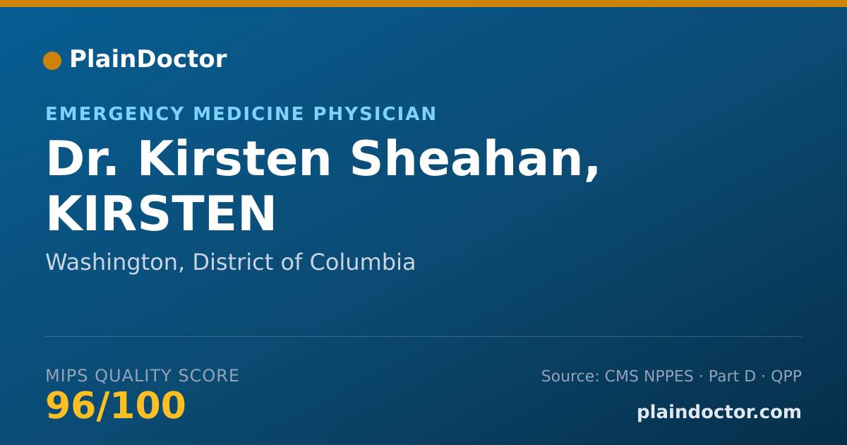 Shareable card for Kirsten Sheahan, KIRSTEN - Emergency Medicine Physician, Washington, DC