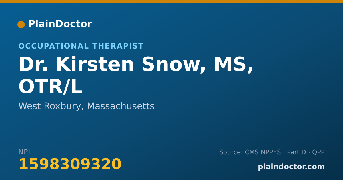 Shareable card for Kirsten Snow, MS, OTR/L - Occupational Therapist, West Roxbury, MA