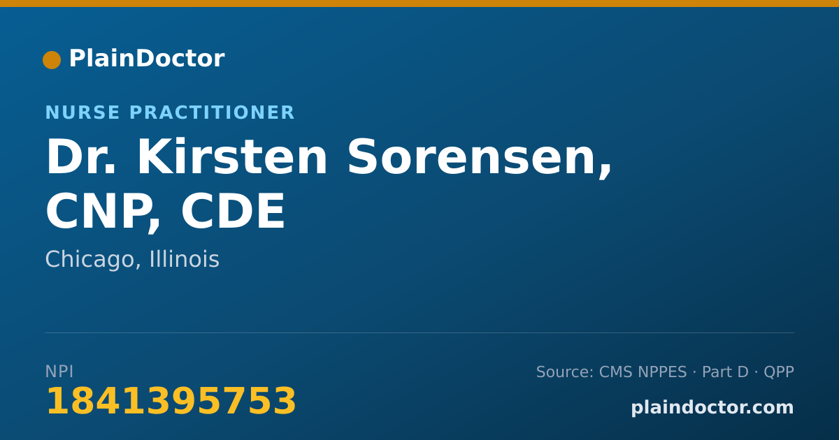 Shareable card for Kirsten Sorensen, CNP, CDE - Nurse Practitioner, Chicago, IL