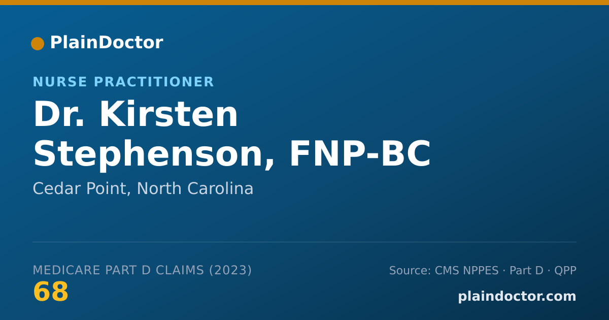 Shareable card for Kirsten Stephenson, FNP-BC - Nurse Practitioner, Cedar Point, NC