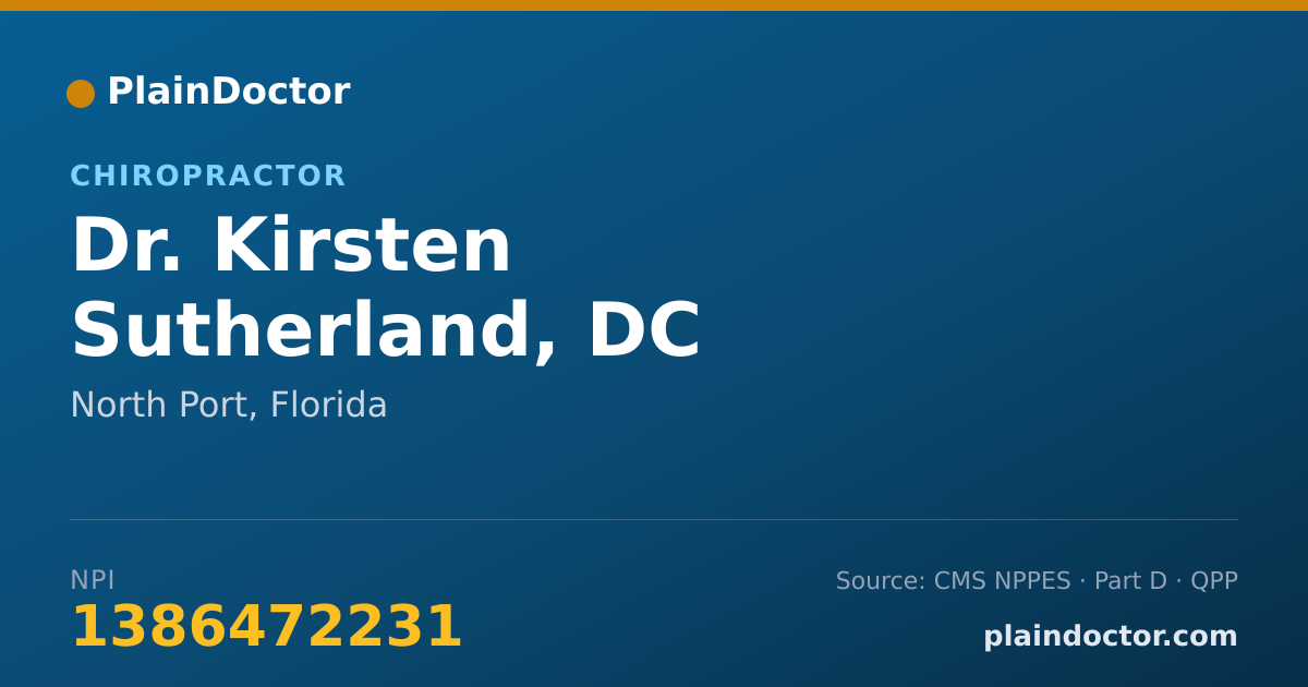 Shareable card for Kirsten Sutherland, DC - Chiropractor, North Port, FL