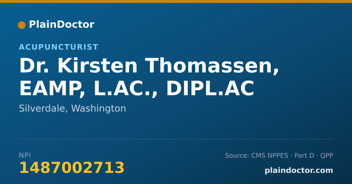 Shareable card for Kirsten Thomassen, EAMP, L.AC., DIPL.AC - Acupuncturist, Silverdale, WA