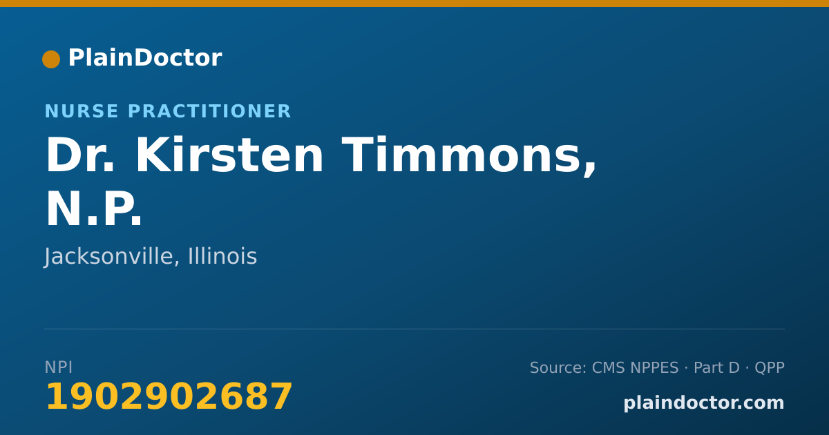Shareable card for Kirsten Timmons, N.P. - Nurse Practitioner, Jacksonville, IL
