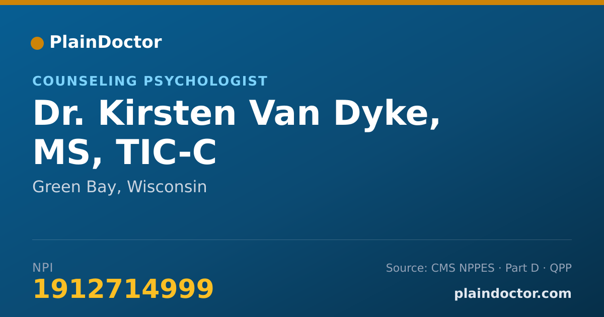 Shareable card for Kirsten Van Dyke, MS, TIC-C - Counseling Psychologist, Green Bay, WI