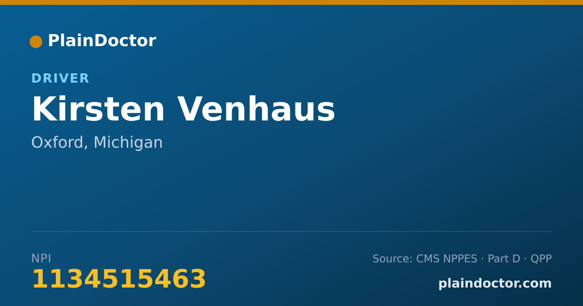 Shareable card for Kirsten Venhaus - Driver, Oxford, MI