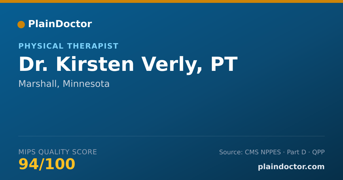 Shareable card for Kirsten Verly, PT - Physical Therapist, Marshall, MN