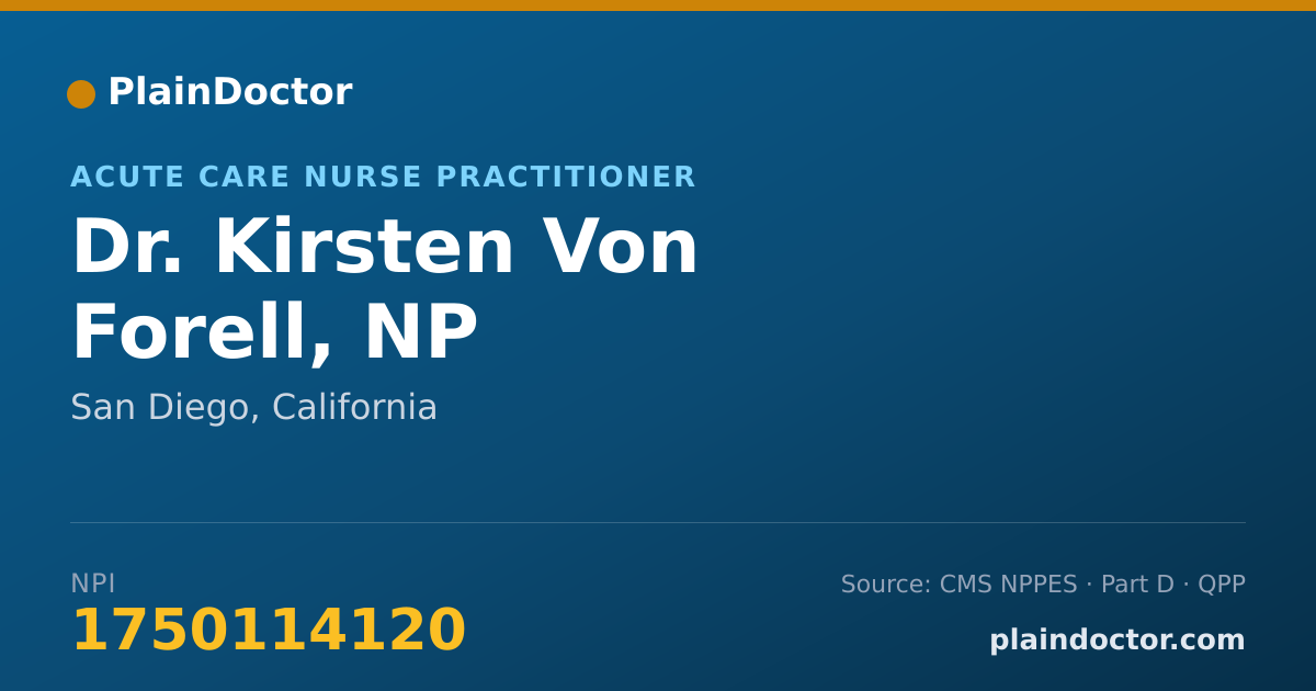 Shareable card for Kirsten Von Forell, NP - Acute Care Nurse Practitioner, San Diego, CA