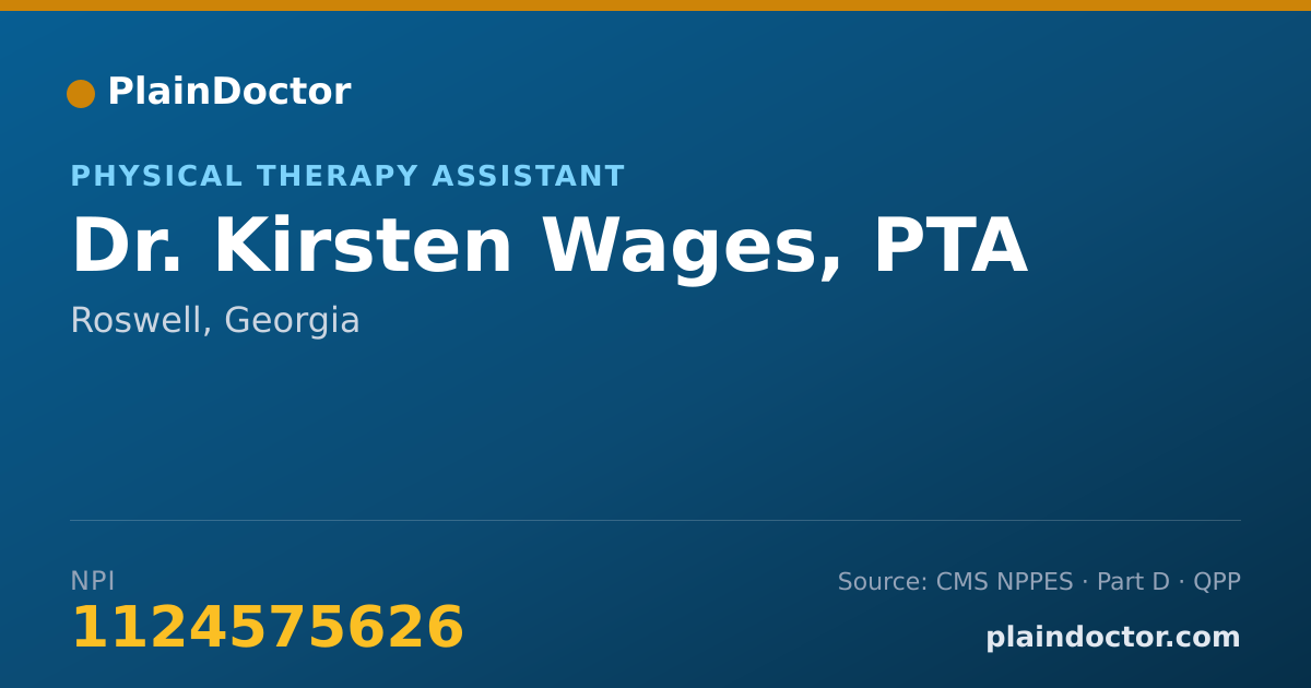 Shareable card for Kirsten Wages, PTA - Physical Therapy Assistant, Roswell, GA