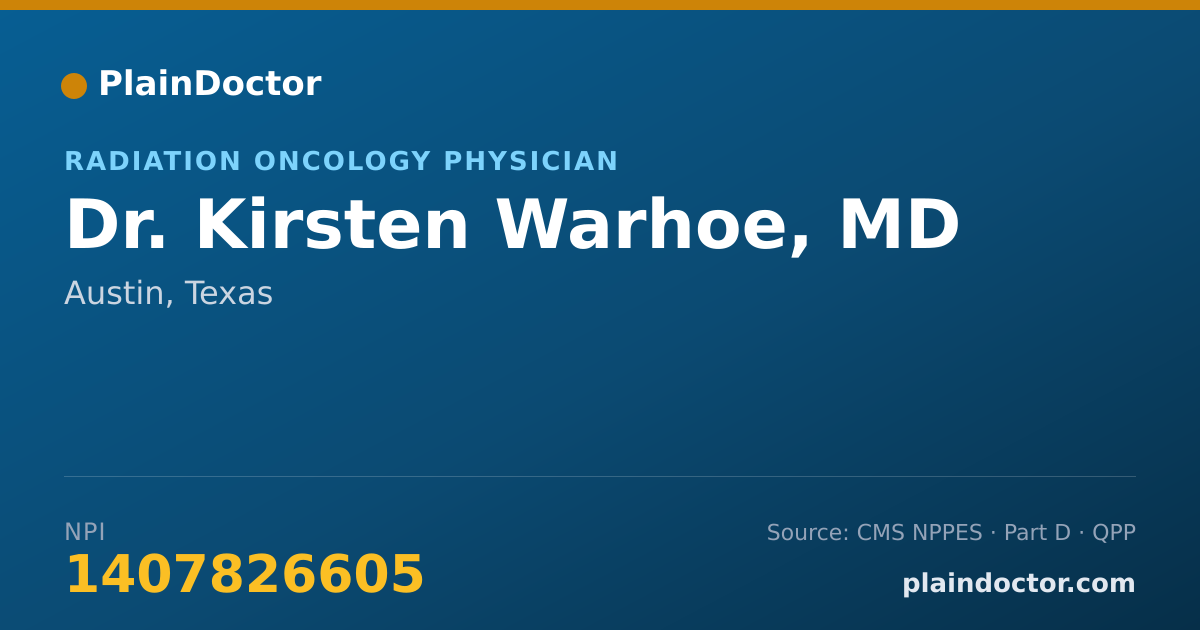 Shareable card for Kirsten Warhoe, MD - Radiation Oncology Physician, Austin, TX