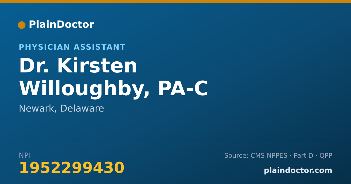 Shareable card for Kirsten Willoughby, PA-C - Physician Assistant, Newark, DE