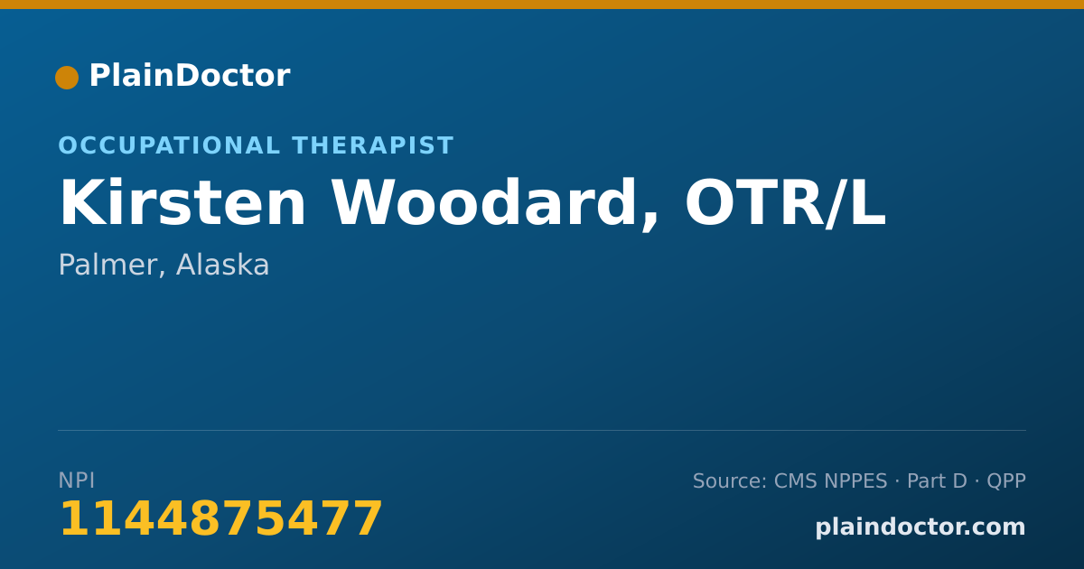 Shareable card for Kirsten Woodard, OTR/L - Occupational Therapist, Palmer, AK