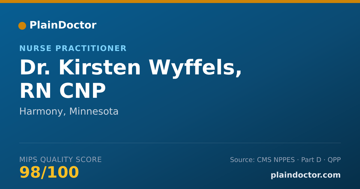 Shareable card for Kirsten Wyffels, RN CNP - Nurse Practitioner, Harmony, MN