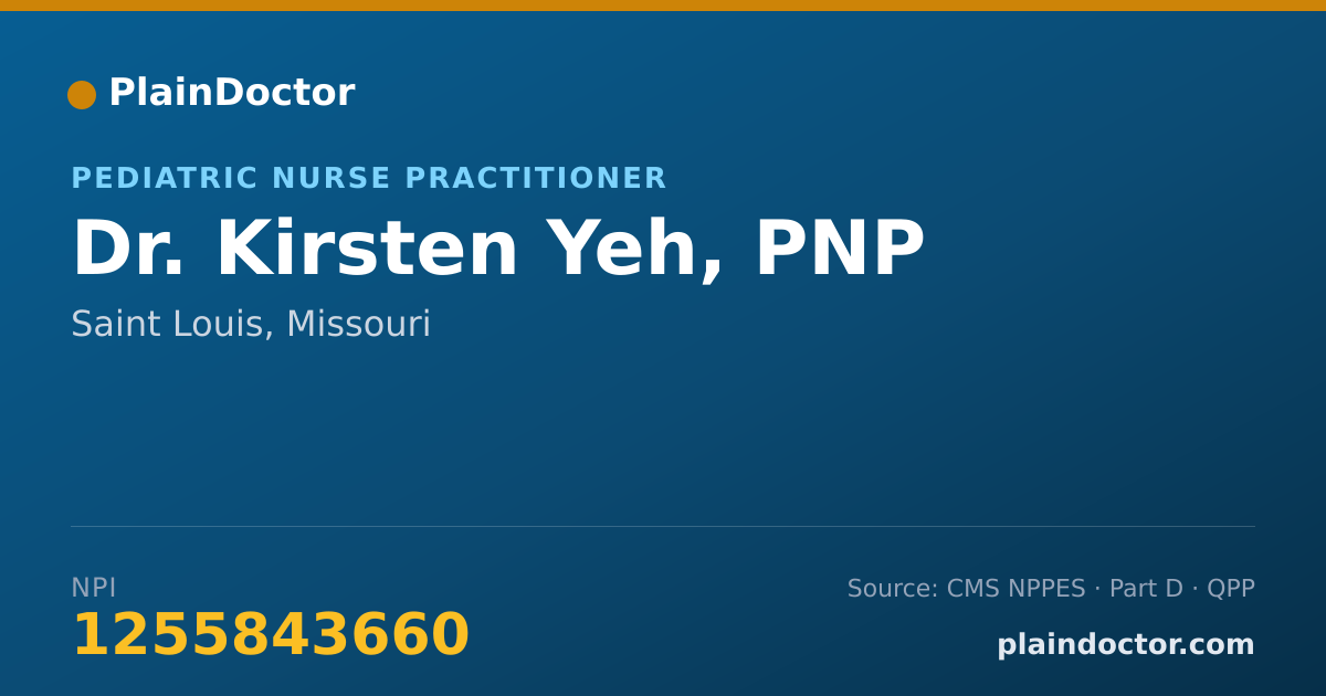 Shareable card for Kirsten Yeh, PNP - Pediatric Nurse Practitioner, Saint Louis, MO