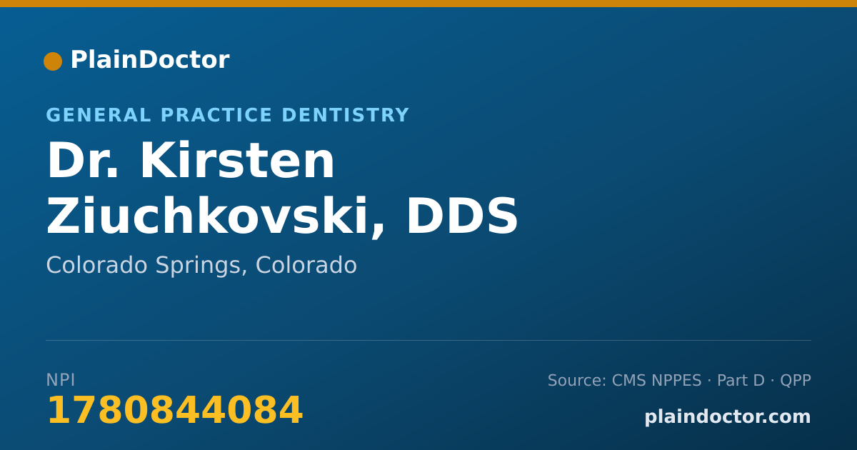 Shareable card for Kirsten Ziuchkovski, DDS - General Practice Dentistry, Colorado Springs, CO