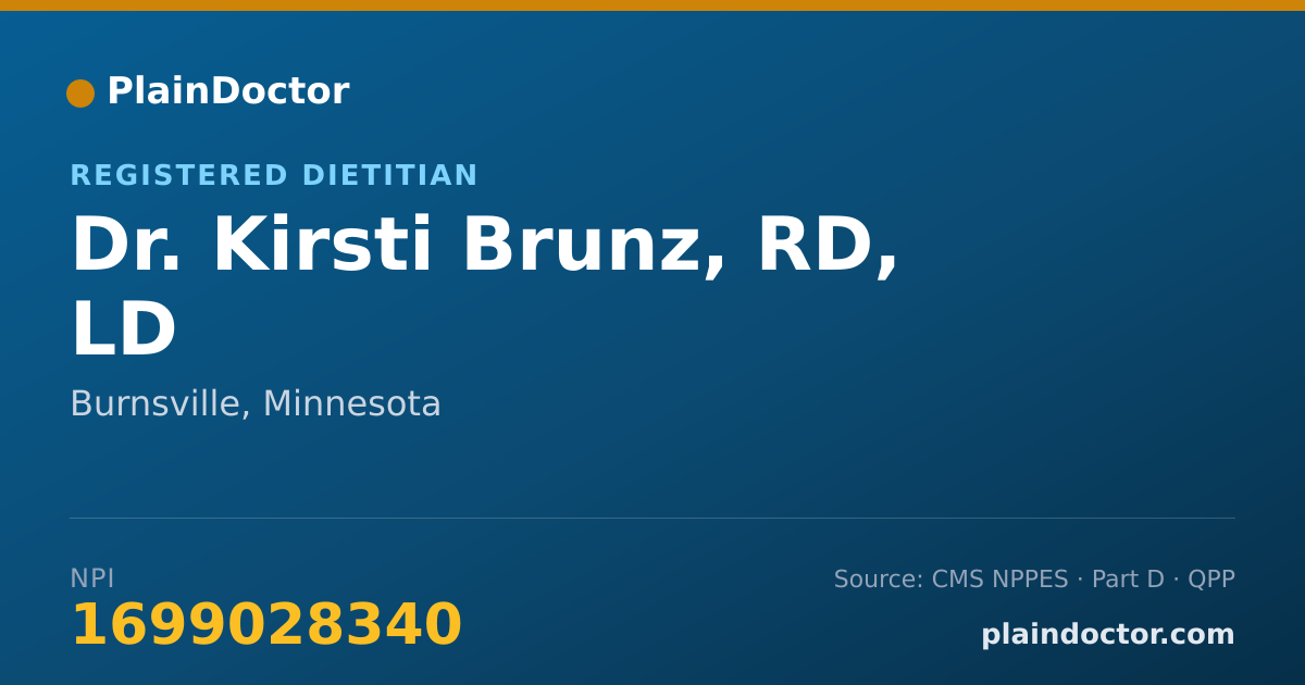 Shareable card for Kirsti Brunz, RD, LD - Registered Dietitian, Burnsville, MN