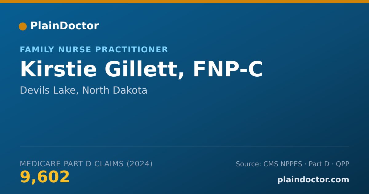 Shareable card for Kirstie Gillett, FNP-C - Family Nurse Practitioner, Devils Lake, ND