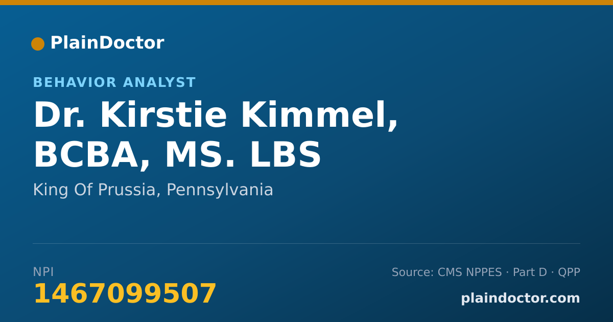 Shareable card for Kirstie Kimmel, BCBA, MS. LBS - Behavior Analyst, King Of Prussia, PA