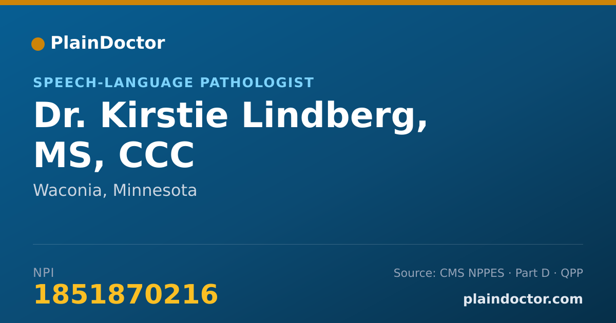 Shareable card for Kirstie Lindberg, MS, CCC - Speech-Language Pathologist, Waconia, MN