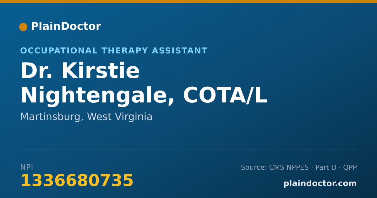 Shareable card for Kirstie Nightengale, COTA/L - Occupational Therapy Assistant, Martinsburg, WV