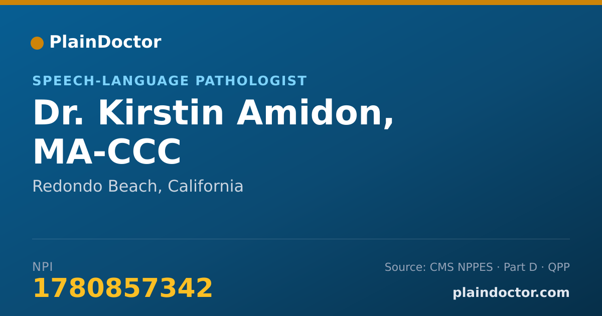 Shareable card for Kirstin Amidon, MA-CCC - Speech-Language Pathologist, Redondo Beach, CA