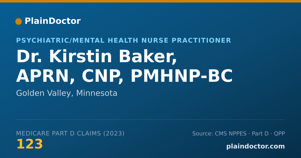 Shareable card for Kirstin Baker, APRN, CNP, PMHNP-BC - Psychiatric/Mental Health Nurse Practitioner, Golden Valley, MN