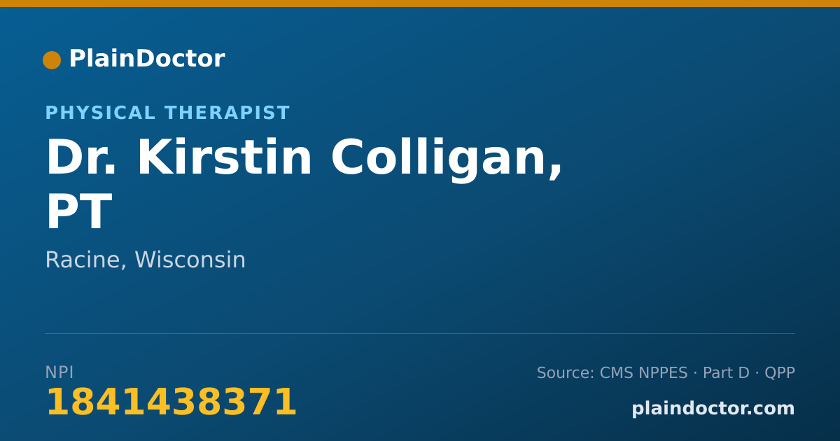 Shareable card for Kirstin Colligan, PT - Physical Therapist, Racine, WI