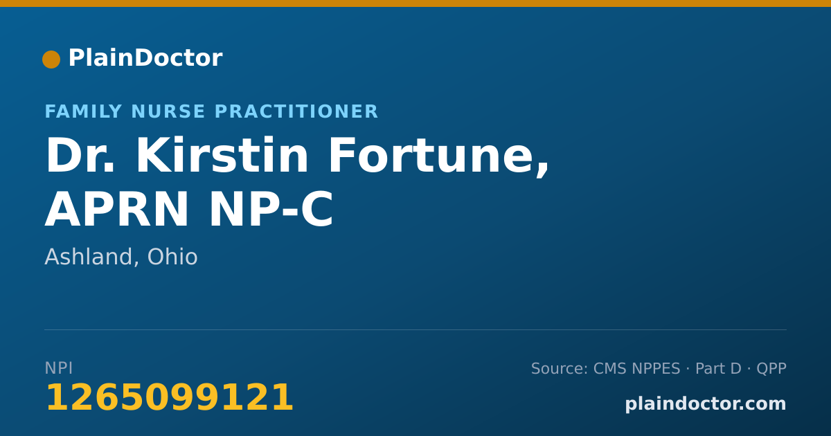 Shareable card for Kirstin Fortune, APRN NP-C - Family Nurse Practitioner, Ashland, OH