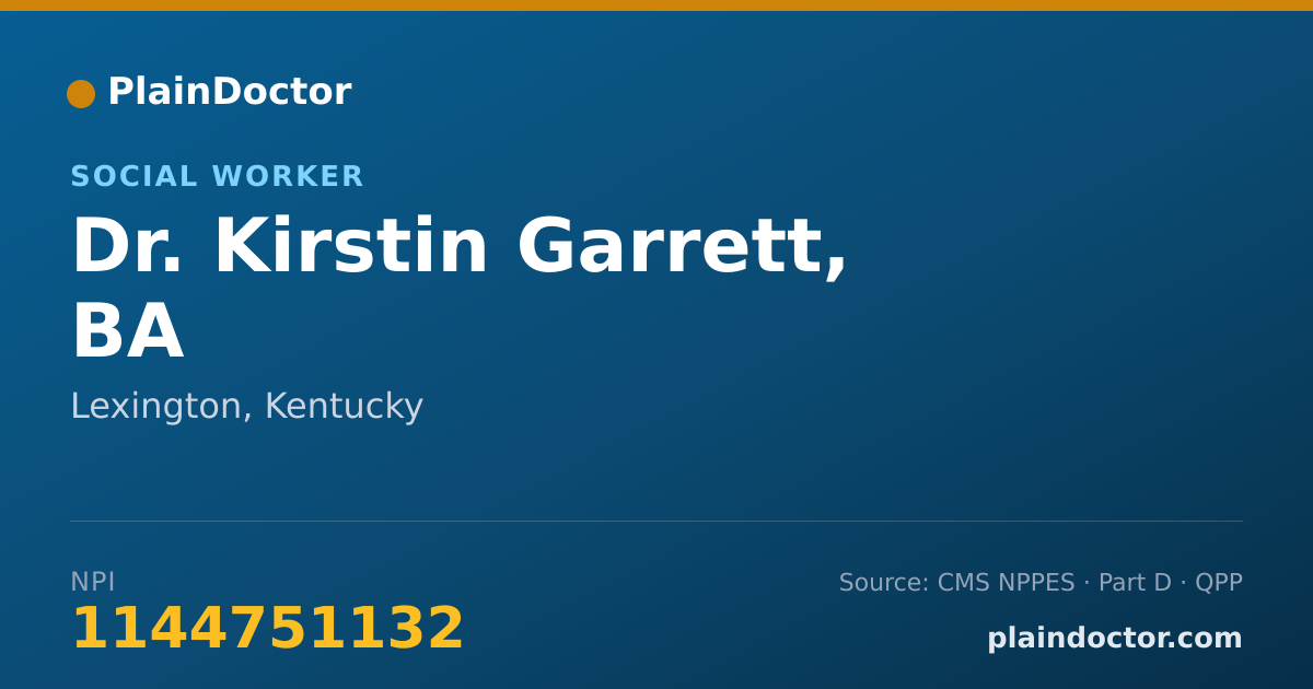 Shareable card for Kirstin Garrett, BA - Social Worker, Lexington, KY