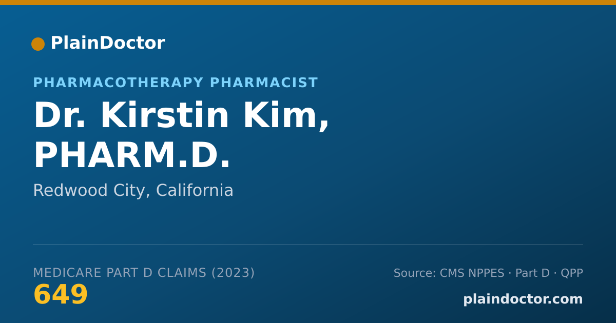 Shareable card for Kirstin Kim, PHARM.D. - Pharmacotherapy Pharmacist, Redwood City, CA