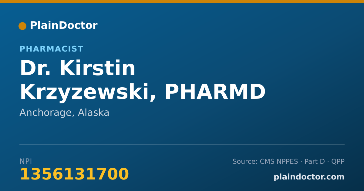 Shareable card for Kirstin Krzyzewski, PHARMD - Pharmacist, Anchorage, AK