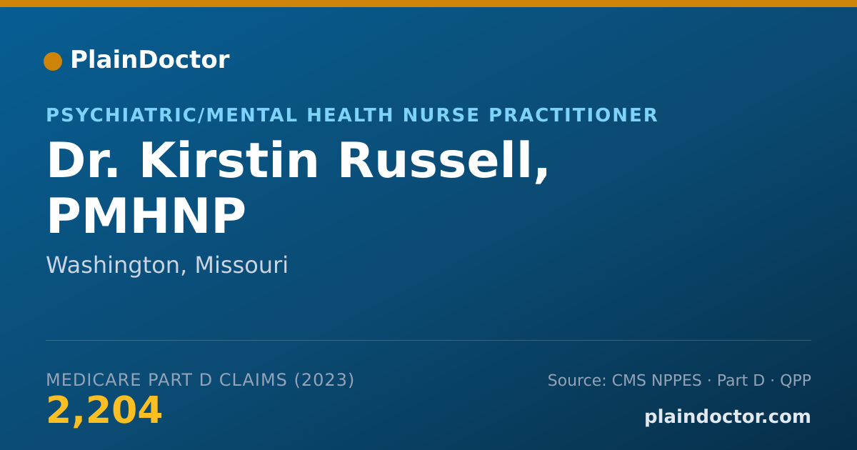 Shareable card for Kirstin Russell, PMHNP - Psychiatric/Mental Health Nurse Practitioner, Washington, MO